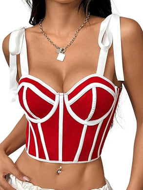 Sweetheart Bow Tie Corset Red Top