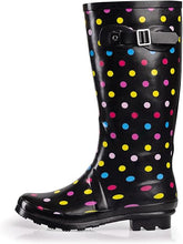 Load image into Gallery viewer, Black Polkadots Waterproof Rain Boots Water Shoes