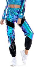 Load image into Gallery viewer, Metallic Black-Blue Elastic Jogger Pants