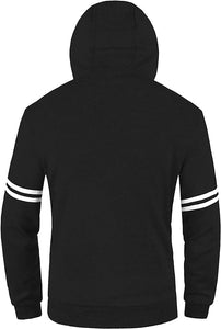Men's Striped Black Soft Fleece Sweatshirt Hoodie