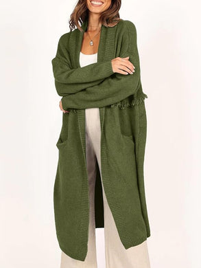 Winter Green Cardigan Long Sleeve Maxi Knit Cardigan Sweater