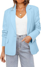 Load image into Gallery viewer, Business Savvy Light Blue Long Sleeve Business Blazer Jacket