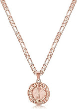 Load image into Gallery viewer, 14K Rose Gold Initials Monogram Round Pendant Chain Necklace