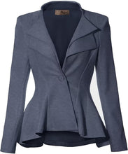 Load image into Gallery viewer, Business Chic Mint Peplum Style Long Sleeve Lapel Blazer