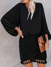 Load image into Gallery viewer, Chic Black Balloon Sleeve Loose Fit Blouse