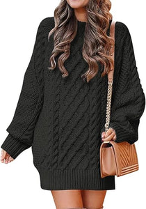 White Long Sleeve Oversized Loose Pullover Sweater Dress