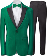 Load image into Gallery viewer, Men&#39;s Esquire Emerald Green Velvet Long Sleeve Blazer &amp; Pants Suit