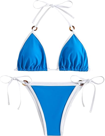 Vacation Chic Triangle Bikini Blue Swimsuit