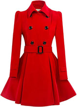 Load image into Gallery viewer, Margarette Black Wool Swing Double Breasted Pea Coat
