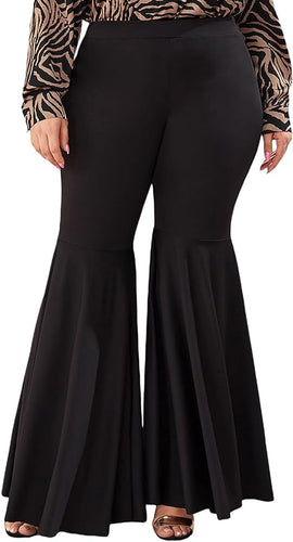 Plus Size Black Flare Bell Bottom Pants