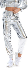 Load image into Gallery viewer, Metallic Silver Elastic Jogger Pants