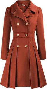 Chateaux Chic Red Belted Double Breasted Wool Trench Coat