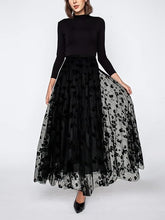 Load image into Gallery viewer, Organza Floral Mesh Black Tulle Maxi Skirt