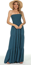 Load image into Gallery viewer, Boho Beach Strapless Floral Coral Maxi Dress