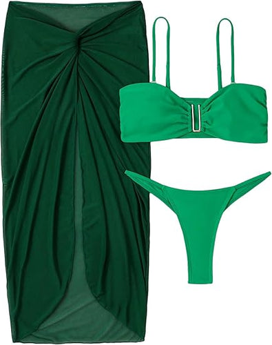 Beautiful Bikini & Cover Up Swimwear Green Set