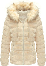 Load image into Gallery viewer, Faux Fur Collar Pink Reversible Hooded Puffer Coat