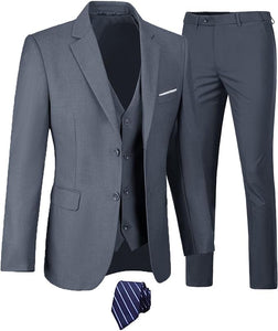 The Modern Man Black Slim Fit 3pc Formal Dress Blazer & Pants Suit