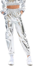 Load image into Gallery viewer, Metallic Silver Elastic Jogger Pants