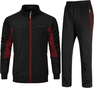 Men's White-Black 2pc Athletic Tracksuit