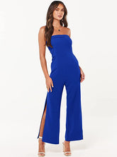 Load image into Gallery viewer, St. Thomas Pink Strapless Side Slit Jumpsuit