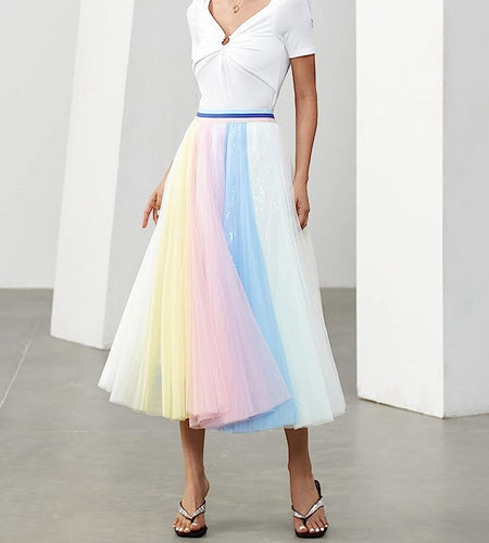 Prestigious Tulle Unicorn Pleated Flowy Maxi Skirt