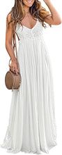 Load image into Gallery viewer, White Crochet Lace Chiffon Sleeveless Maxi Dress