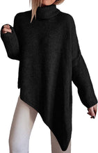 Load image into Gallery viewer, Black Asymmetrical Long Sleeve Comfy Knit Sweater