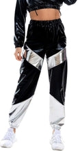 Load image into Gallery viewer, Metallic Silver-Blue Elastic Jogger Pants