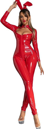 Black Latex Long Sleeve Catsuit/Jumpsuit