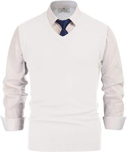 Load image into Gallery viewer, Men&#39;s White Soft V Neck Sweater Vest