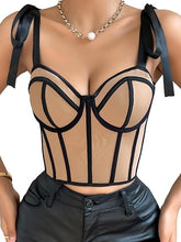 Load image into Gallery viewer, Sweetheart Bow Tie Corset Apricot Top