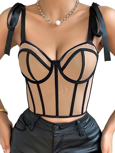 Sweetheart Bow Tie Corset Apricot Top