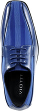 Load image into Gallery viewer, Men&#39;s Oxford Formal Royal Blue Satin Striped Lace Up Dress Shoes