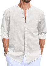 Load image into Gallery viewer, Men&#39;s Beige Cotton Linen Button Down Casual Shirt