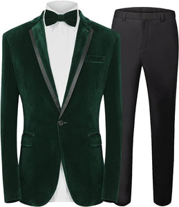 Men's Esquire Black Velvet Long Sleeve Blazer & Pants Suit