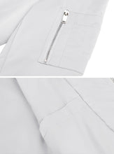 Load image into Gallery viewer, Men&#39;s White Windproof Long Sleeve Zip Up Bomber Jacket