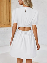 Load image into Gallery viewer, Stylish White Cut Out Puff Sleeve Mini Dress