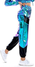 Load image into Gallery viewer, Metallic Black-Blue Elastic Jogger Pants