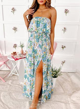 Load image into Gallery viewer, Boho Strapless White/Pink Floral Summer Maxi Dress