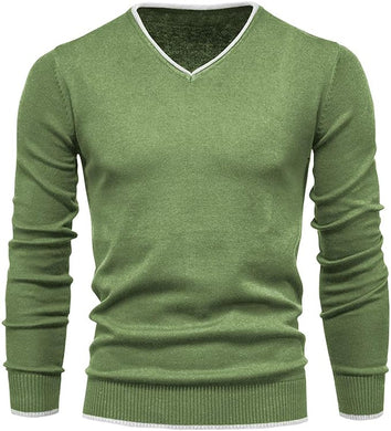Men's Green Long Sleeve V Neck Sweater
