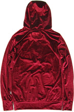 Load image into Gallery viewer, Men&#39;s Velour Red Long Sleeve Drawstring Hoodie