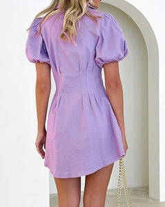Summer Denim Jean Puff Sleeve Mini Dress