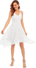 Load image into Gallery viewer, Beautiful Lace White Asymmetrical Hem Cocktail Party Dress