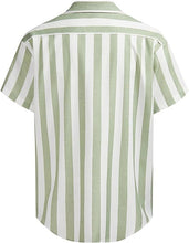 Load image into Gallery viewer, Men&#39;s Vacation Striped Summer Short Sleeve Light Green Shirt