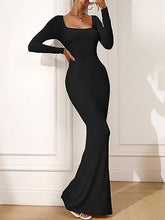 Load image into Gallery viewer, Black Comfy Knit Long Sleeve Maxi Dress