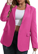 Load image into Gallery viewer, Plus Size Black Lapel Style Long Sleeve Blazer Jacket