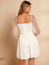 Load image into Gallery viewer, White Mesh Sweetheart Long Sleeve Skater Dress