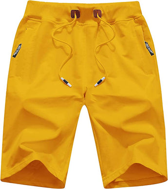 Men's Summer Style Yellow Drawstring Shorts