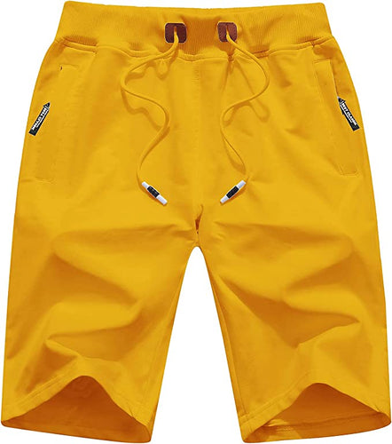 Men's Summer Style Yellow Drawstring Shorts