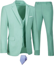 Load image into Gallery viewer, The Modern Man Mint Green Slim Fit 3pc Formal Dress Blazer &amp; Pants Suit